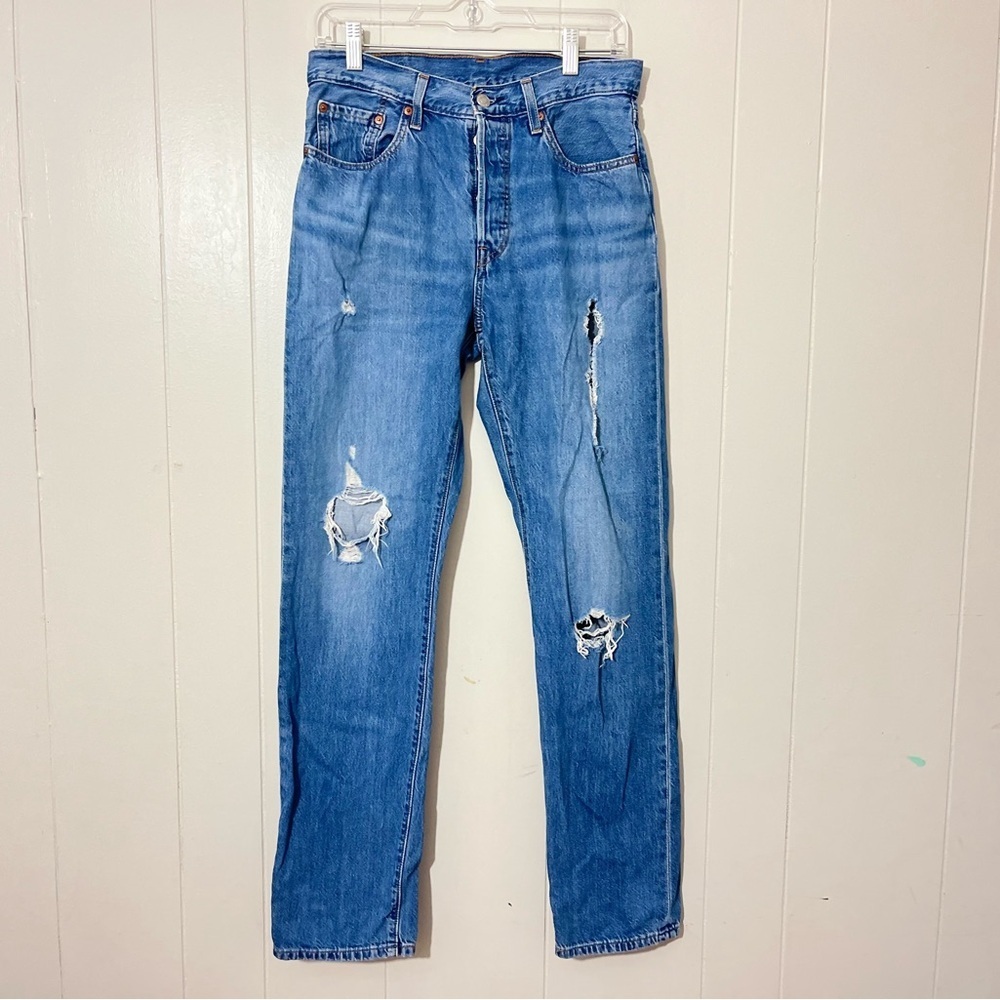 Levis 501 Womens Jeans Button Fly Blue Jeans Size 27x32